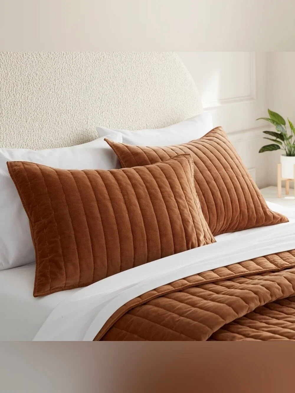 Threshold Standard Channel Stitch Velvet Quilt Sham Camel -